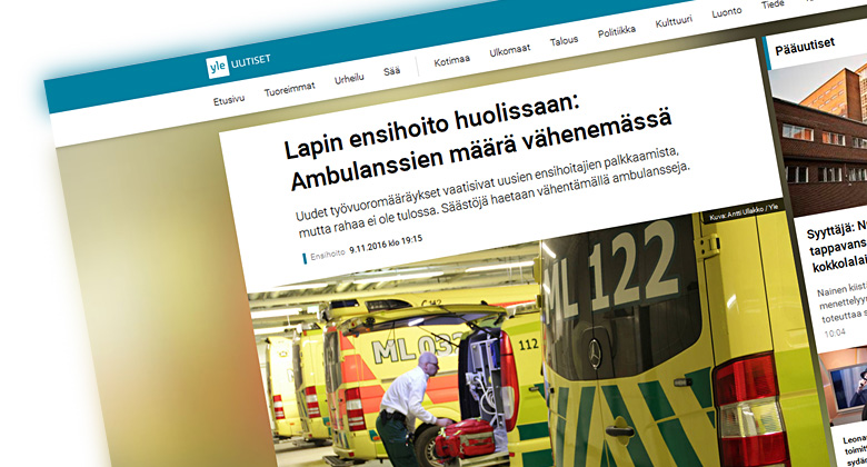 Yle: Lapissa huoli ambulanssien määrästä