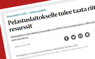 Helsingin palohenkilöstö: Lisää rahaa palkkauksen kehittämiseen