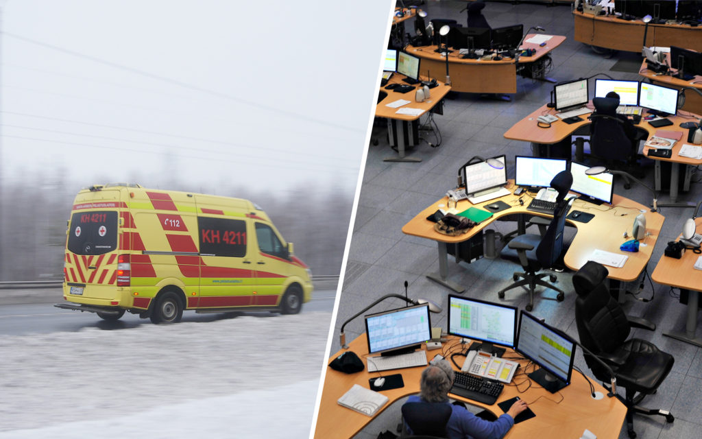 Ambulanssi ja hätäkeskuksen päivystyssali